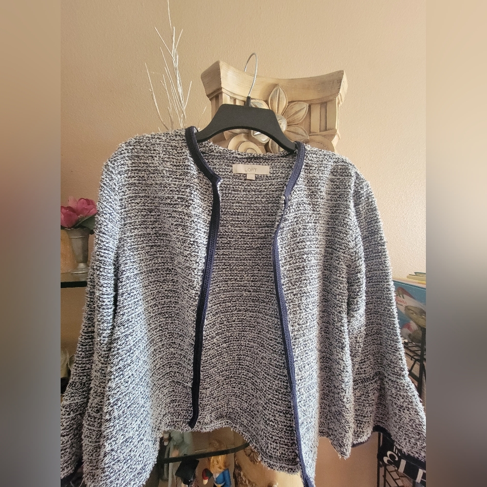 LOFT-Ann Taylor  Blue and White Textured/Tweed Blazer